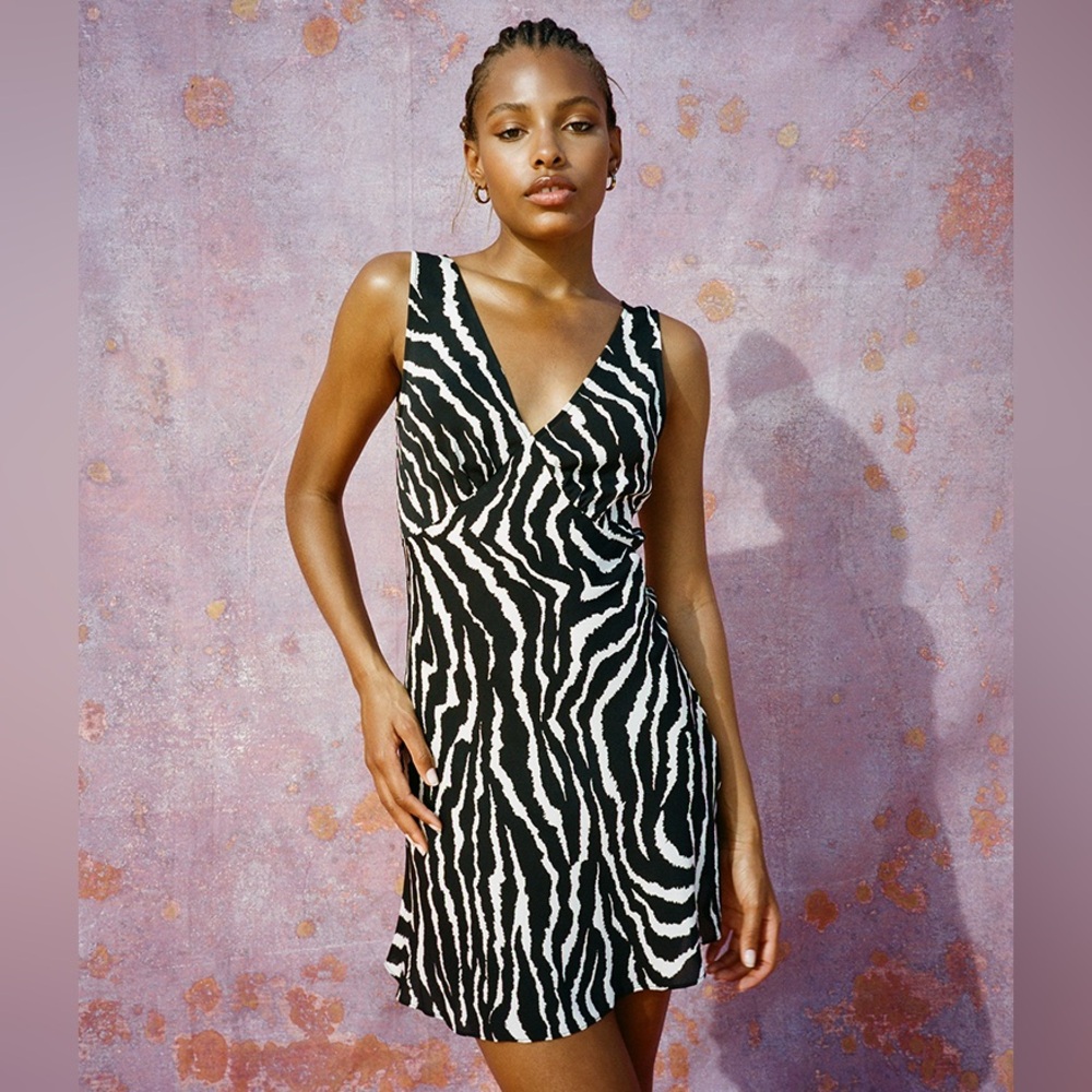 Realisation Par Black and White Zebra Print Mini Dress